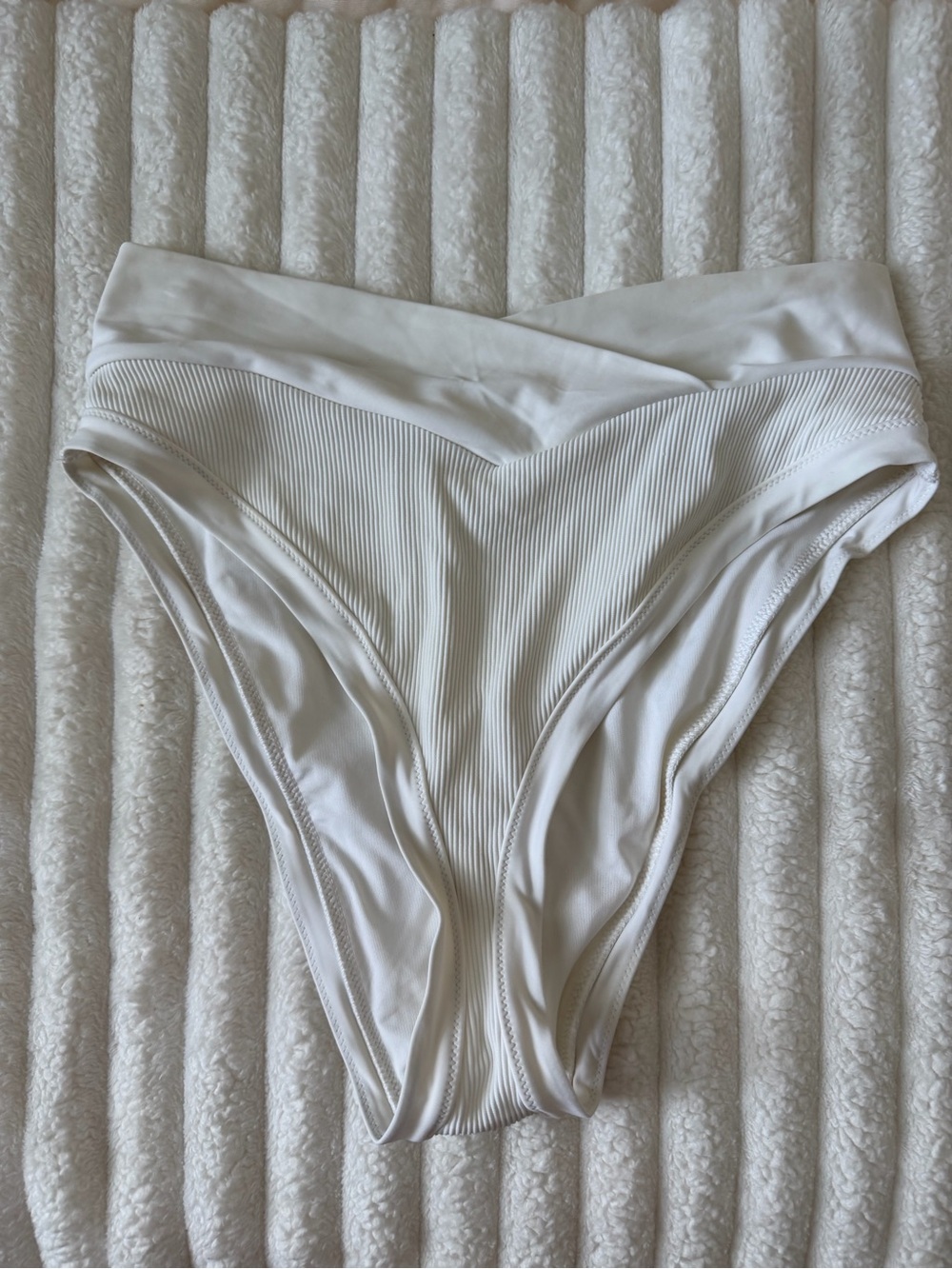 aerie White Ribbed High-Cut cheeky Bikini Bottom